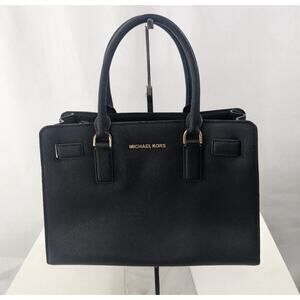 Michael Kors Top Handle Bag Black Saffiano Leather Shoulder Handbag Purse Pocket